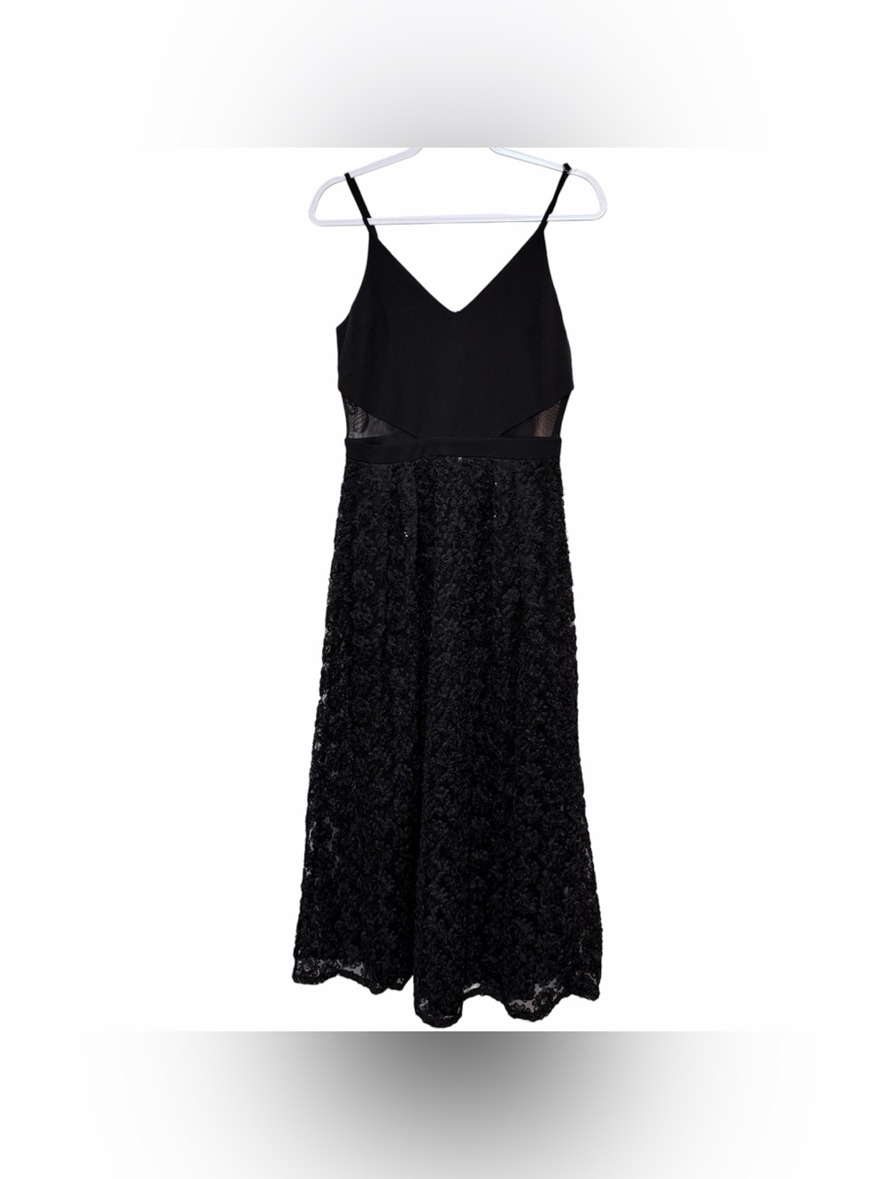 Alexa B Nites Black Formal Gown with Spaghetti Straps, 8, Dress